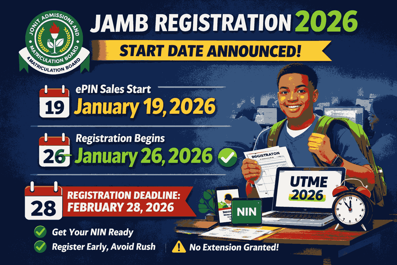 Jamb Registration Start Date 2026