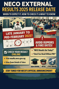 Neco External Results 2025 Release Date